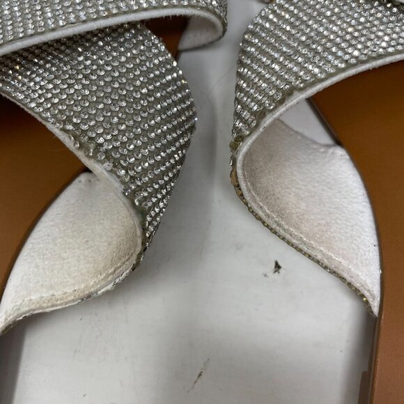 Arezzo Women's Rhinestone Criss Cross Strap Slide Sandals Size 7 - Picture 9 of 9